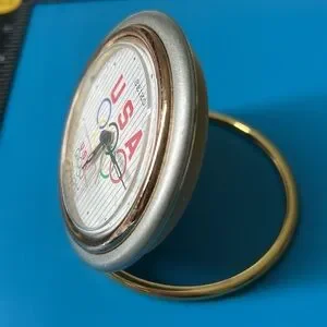 ?COLLECTIBLE?1992 Barcelona Olympic SEIKO Travel/Table alarm clock Rare Seiko Barcelona 1992 Olympic Team USA Watch — Brian  main image 4